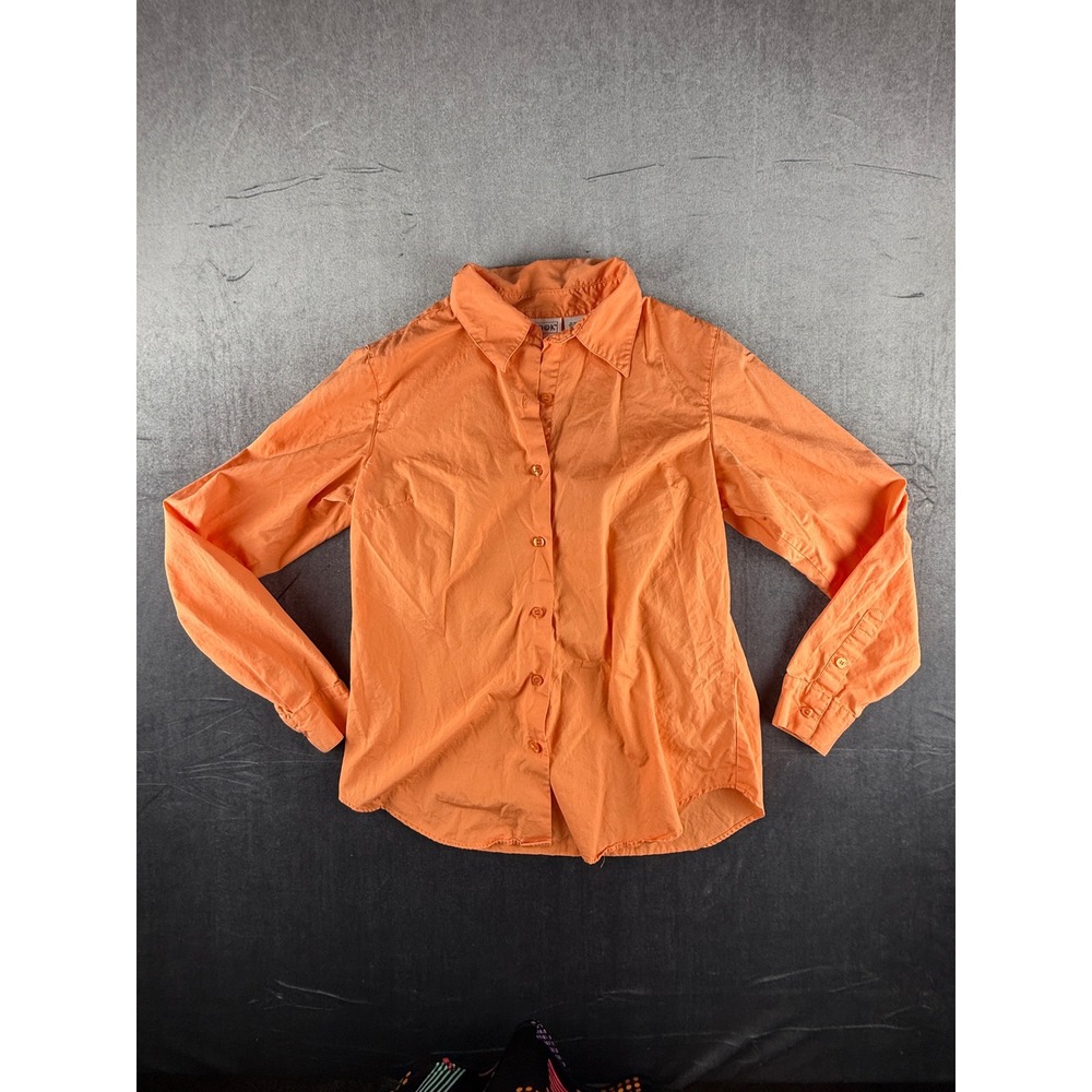 J.G. Hook Womens Orange 100% Cotton Long Sleeve Button Down Blouse Size 10